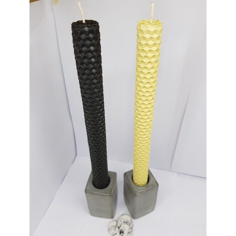 Set of candles Set of beeswax candles Set of candles with candlesticks Set of candles and candlesticks handmade