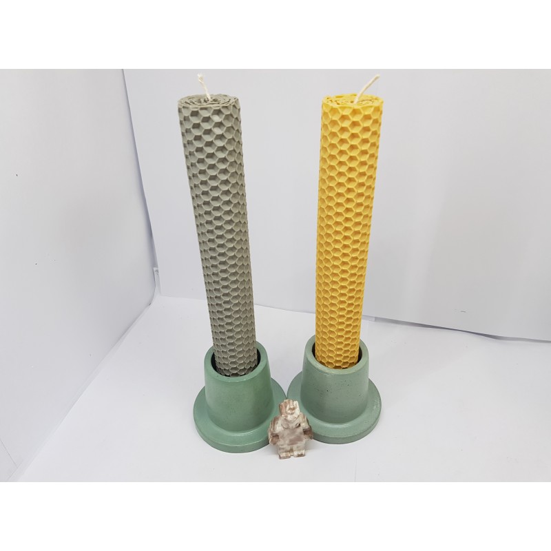 Set of candles Set of beeswax candles Set of candles with candlesticks Set of candles and candlesticks handmade