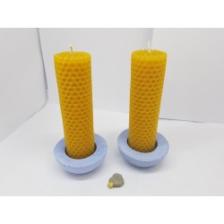 Set of candles Set of beeswax candles Set of candles with candlesticks Set of candles and candlesticks handmade