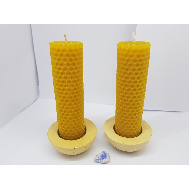 Set of candles Set of beeswax candles Set of candles with candlesticks Set of candles and candlesticks handmade