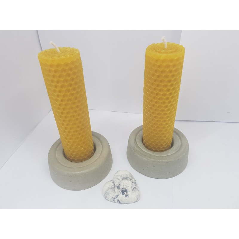 Set of candles Set of beeswax candles Set of candles with candlesticks Set of candles and candlesticks handmade