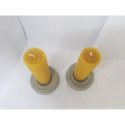 Set of candles Set of beeswax candles Set of candles with candlesticks Set of candles and candlesticks handmade