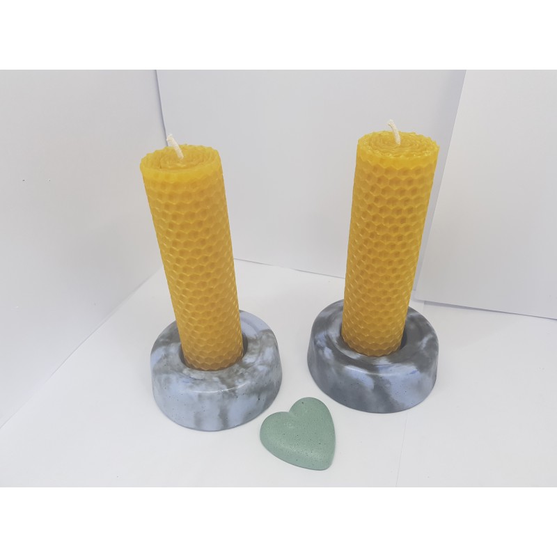 Set of candles Set of beeswax candles Set of candles with candlesticks Set of candles and candlesticks handmade