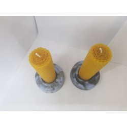 Set of candles Set of beeswax candles Set of candles with candlesticks Set of candles and candlesticks handmade