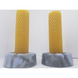 Set of candles Set of beeswax candles Set of candles with candlesticks Set of candles and candlesticks handmade