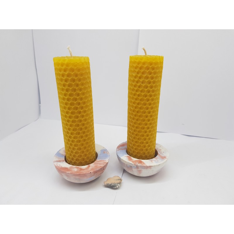 Set of candles Set of beeswax candles Set of candles with candlesticks Set of candles and candlesticks handmade