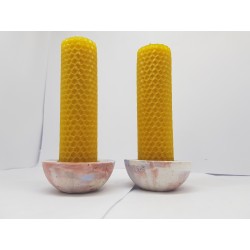 Set of candles Set of beeswax candles Set of candles with candlesticks Set of candles and candlesticks handmade