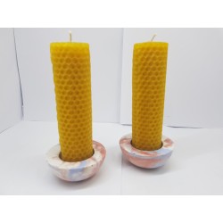 Set of candles Set of beeswax candles Set of candles with candlesticks Set of candles and candlesticks handmade