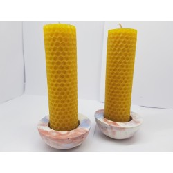 Set of candles Set of beeswax candles Set of candles with candlesticks Set of candles and candlesticks handmade