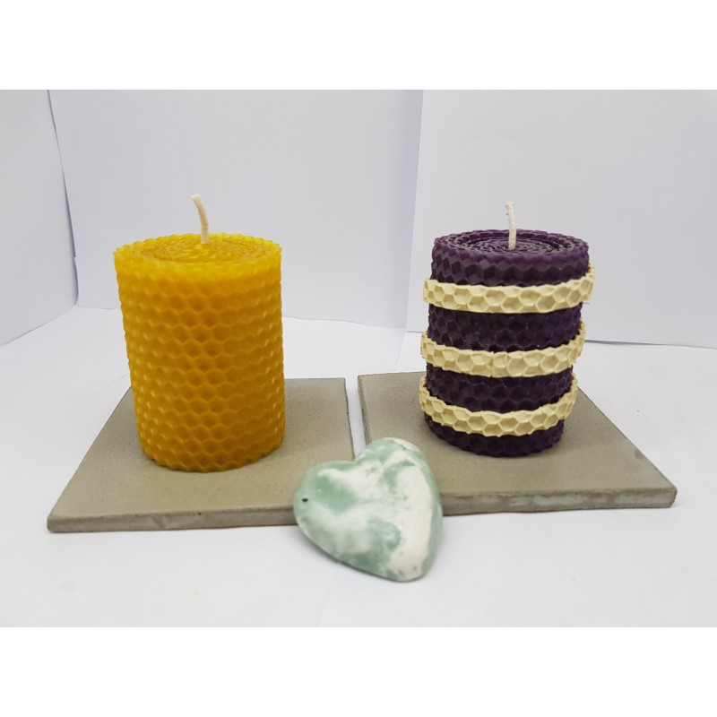 Candles Set of candles Set of beeswax candles Set of candles with holders Set of candles and holders handmade Handmade