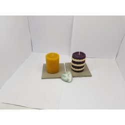 Candles Set of candles Set of beeswax candles Set of candles with holders Set of candles and holders handmade Handmade