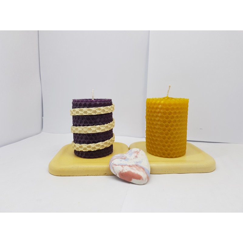 Candles Set of candles Set of beeswax candles Set of candles with holders Set of candles and holders handmade Handmade