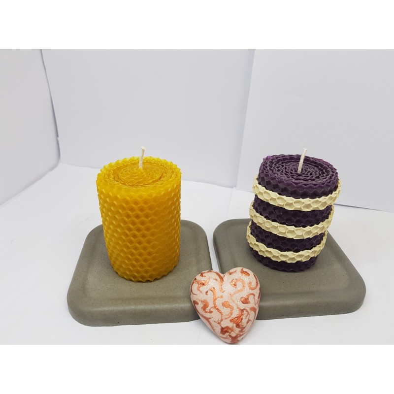 Candles Set of candles Set of beeswax candles Set of candles with holders Set of candles and holders handmade Handmade