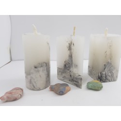 Litle rectangular handmade candle made of concrete, white with black