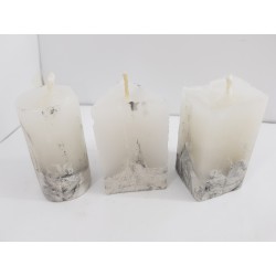 Litle rectangular handmade candle made of concrete, white with black