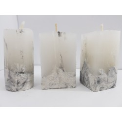 Litle rectangular handmade candle made of concrete, white with black