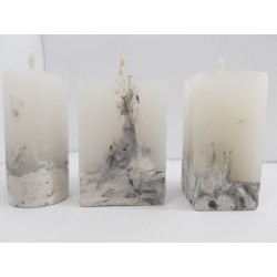 Litle rectangular handmade candle made of concrete, white with black