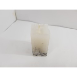 Litle rectangular handmade candle made of concrete, white with black