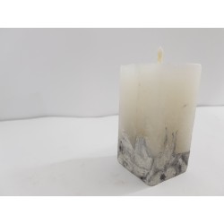 Litle rectangular handmade candle made of concrete, white with black