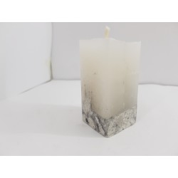 Litle rectangular handmade candle made of concrete, white with black