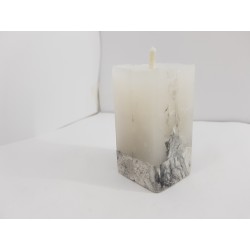 Litle rectangular handmade candle made of concrete, white with black