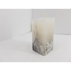 Litle rectangular handmade candle made of concrete, white with black