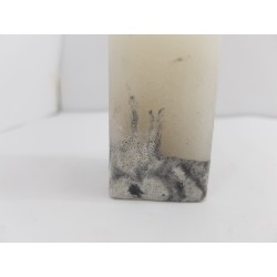 Litle rectangular handmade candle made of concrete, white with black