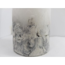 Handmade oval candle made of concrete, white with black