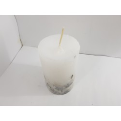 Handmade oval candle made of concrete, white with black