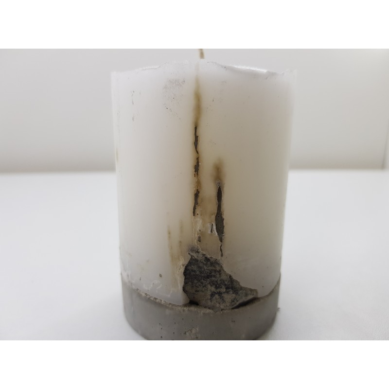 Handmade oval candle made of concrete, industrial style, loft style