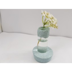 Vase for flowers made of concrete and glass Vase made of concrete and glass Vase shoes A vase in the form of a shoe