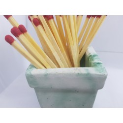 Beautiful handmade concrete match holder, white and green