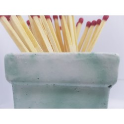 Beautiful handmade concrete match holder, white and green