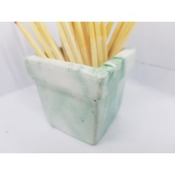 Beautiful handmade concrete match holder, white and green