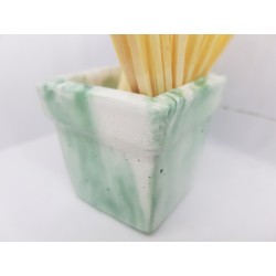 Beautiful handmade concrete match holder, white and green