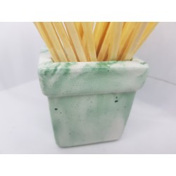 Beautiful handmade concrete match holder, white and green