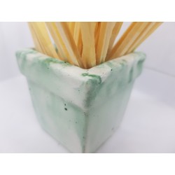 Beautiful handmade concrete match holder, white and green