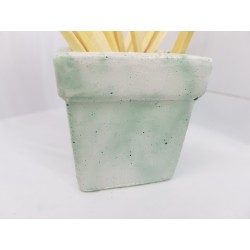 Beautiful handmade concrete match holder, white and green